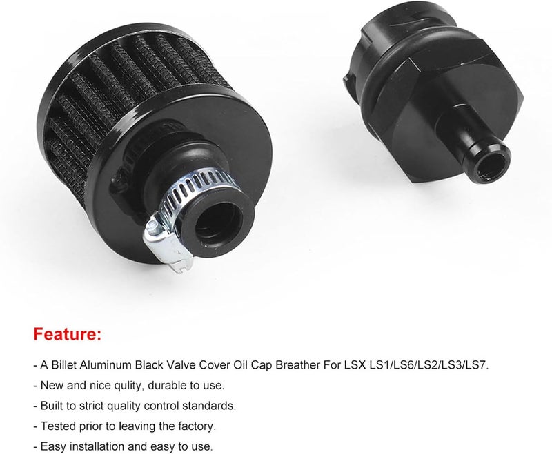 Dyno Racing Aluminum Billet Valve Cover Adapter Oil Cap Breather Fitting AN10 & Filter Accessory Compatible With LX LSX LS1 LS2 LS3 LS6 LS7 - Image 5
